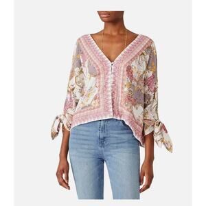 Free People Catch Me If You Can Floral Boho Blouse Top Size Medium